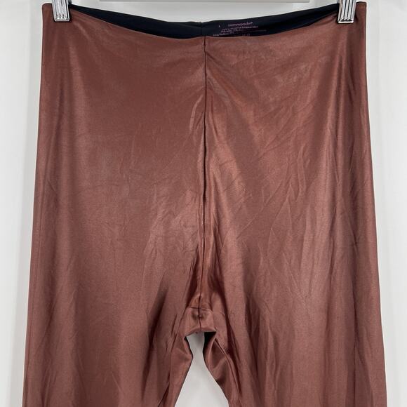 Commando Control Faux Leather Leggings Brown Pull On Stretch Nylon Size Large - Picture 3 of 8